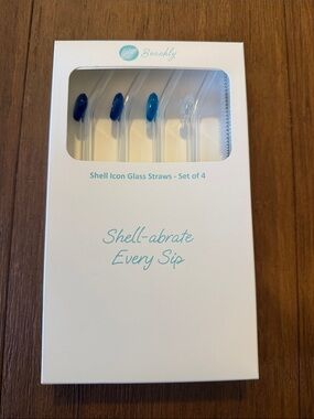 Shell Icon Glass Straws - Set of 4